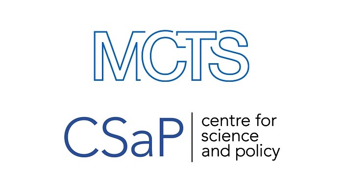 Logos des „Centre for Science and Policy“ der Universität Cambridge und des „Munich Center for Technology in Society“ der Technischen Universität München