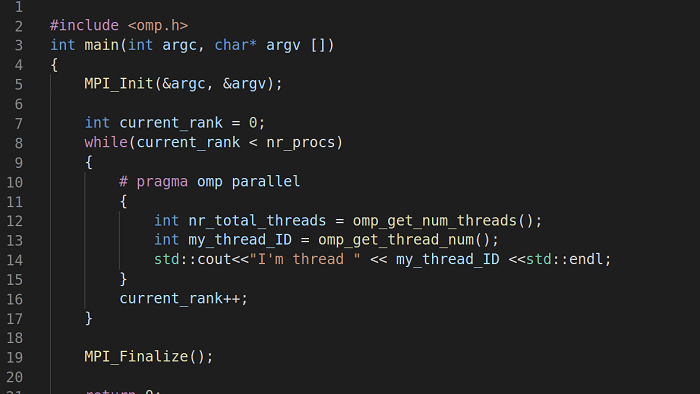 Code-Fragment aus der Einführungsvorlesung zu OpenMP und MPI.