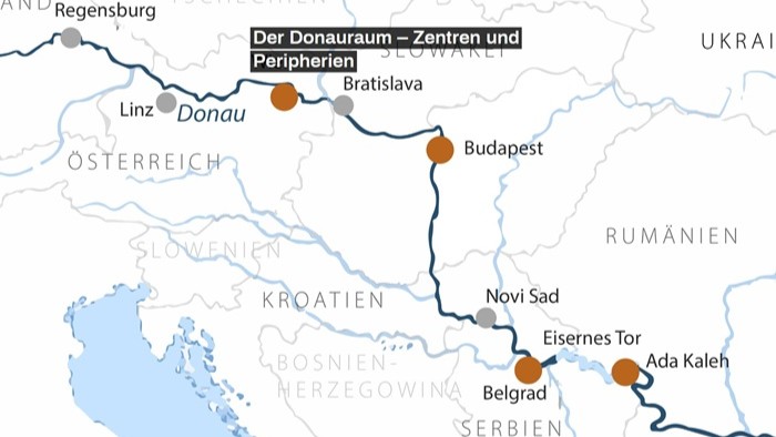 © Institut für donauschwäbische Geschichte und Landeskunde Map of the course of the Danube