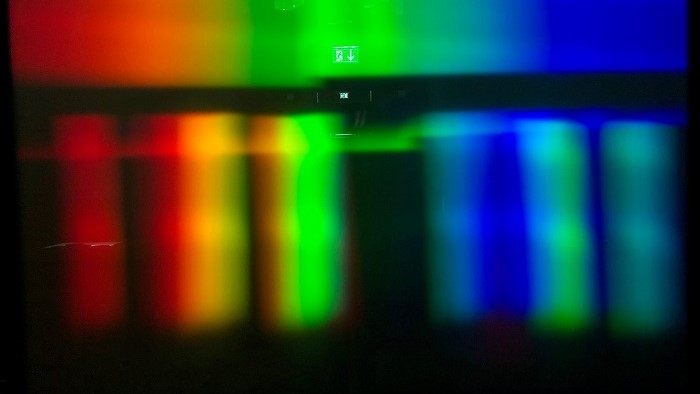 Visible light separated in different spectral colors.