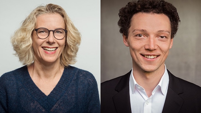 This picture shows the guest lecturers of the new module “Climate Policies and Economics”: Prof. Dr. Charlotte Streck and Dr. Jasper Meya. 