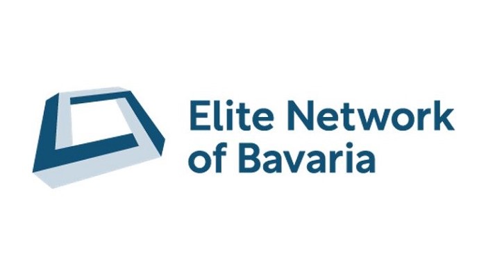 A per&shy;spec&shy;tively in&shy;clined rhombus of a light blue and a dark blue line, next to the letter&shy;ing "Elite Net&shy;work of Ba&shy;var&shy;ia".